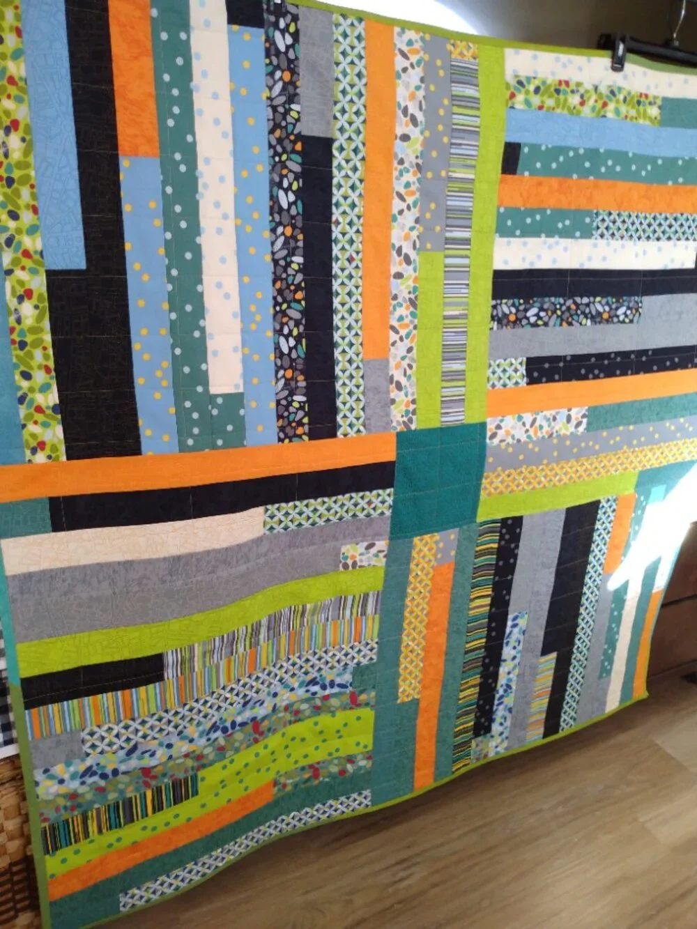 🖤💙💚BN JELLY ROLL COTTON QUILT UNIQUE DESIGN MODERN COLORS